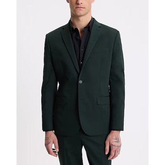 Express Men’s Extra Slim Dark Green Cotton-Blend Blazer Suit Jacket Size 44S - Picture 1 of 4